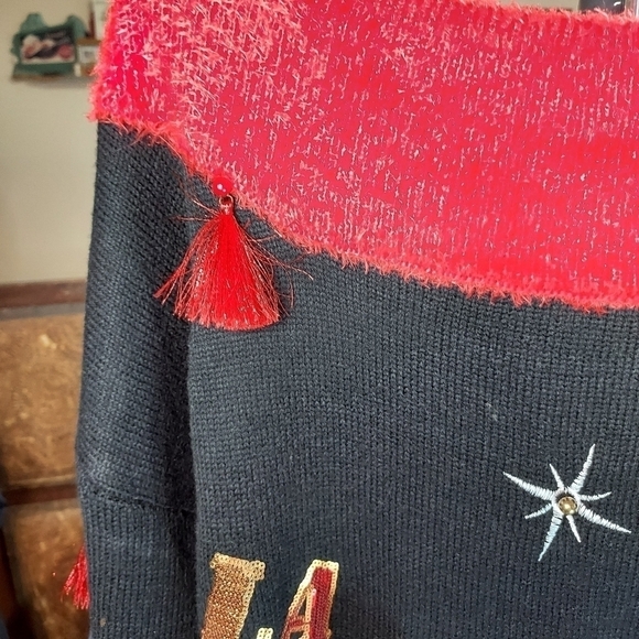 Holiday Time women's ugly Llama sweater 1X embellished tassels,sequel, bells - Picture 14 of 16